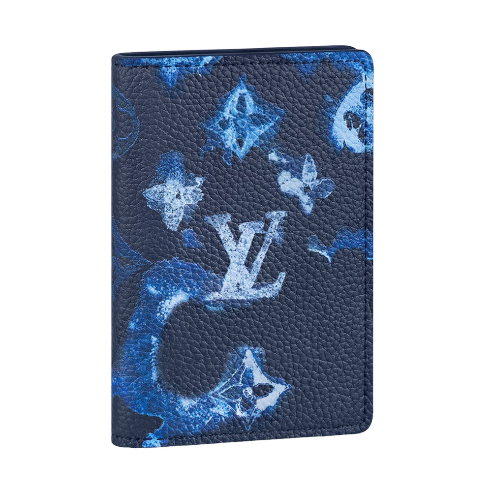 Louis Vuitton Watercolor Ink Blue Monogram Logo Pochette Pocket Organizer Wallet - Picture 1 of 10